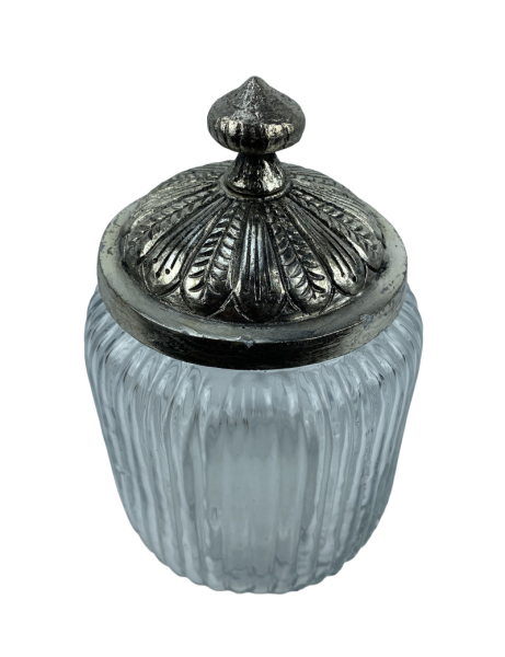 Bonboniere Glas/Metall 10,5x10,5x16 cm